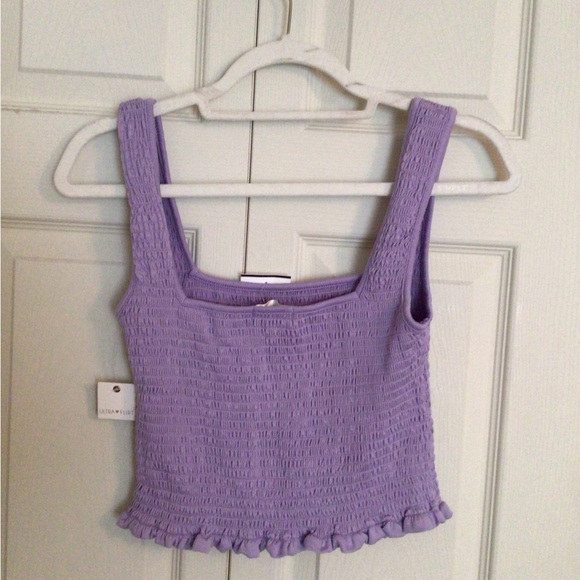 NWT Light Purple Ruffled Crop Tank Top - Picture 7 of 7